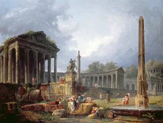 Architektonische Capriccio mit Obelisk